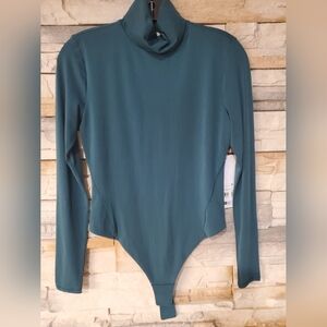 NWT Lululemon Seroiusly Soft Nulu Teal Turtleneck L/S Bodysuit Thong Cut Size M
